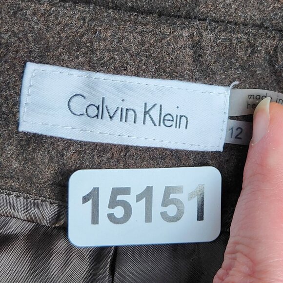 Calvin Klein Pants Womens 12 Brown Mid Rise Wide Leg Flat Front Classic Trousers - Picture 9 of 11